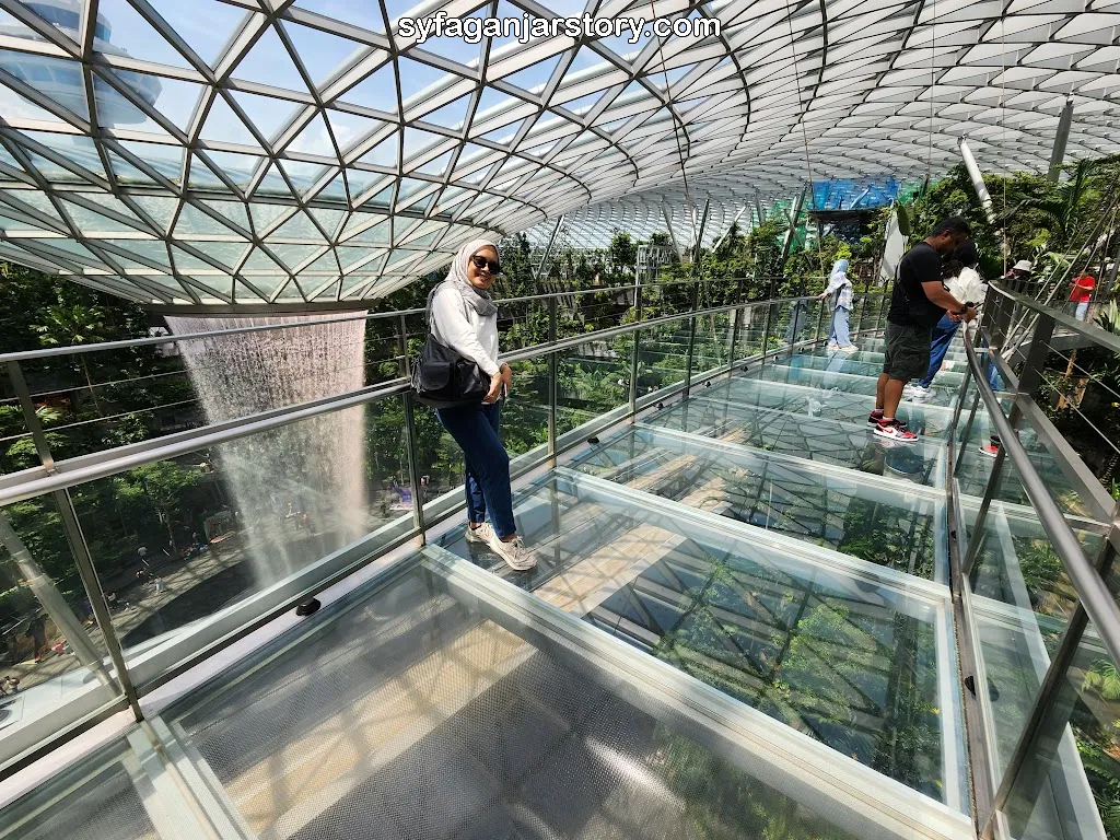 Glass floor canopy bridge